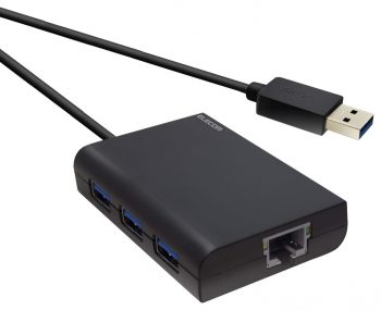 エレコム 有線LANアダプタ USB3.0 ギガビット対応 USBハブ3ポート付 ブラック EDC-GUA3H-B